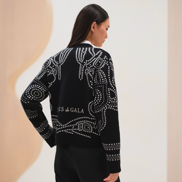 NWT HERMES 🖤2025 Brides de Gala Embroidered long-sleeve cardigan sweater size 38